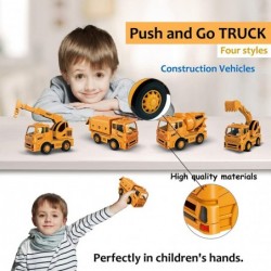 4 Pcs Trucks for 1-3 Year Old Boys Including Friction Powered Dump Truck Excavator Crane and Cement Mixer Truck Digger Toys f...