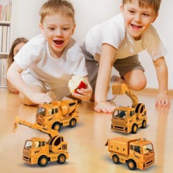 4 Pcs Trucks for 1-3 Year Old Boys Including Friction Powered Dump Truck Excavator Crane and Cement Mixer Truck Digger Toys f...