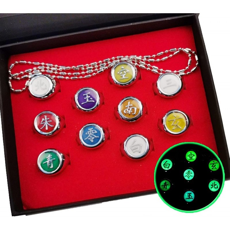 Pack of 10 Anime Rings Set Japanese Cosplay Finger Rings Anime Rings with Necklace Anime Ring for Men Kids and Cosplay Fans $...