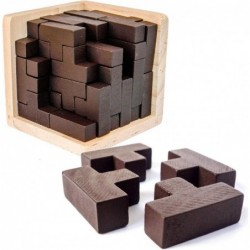 Wooden Brain Teaser Puzzle Cube Wooden Puzzles T-Shaped Jigsaw Logic Puzzle Educational Toy for Kids and Adults (Wine) $19.33...