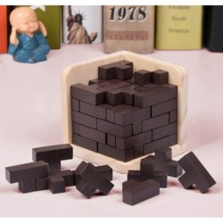 Wooden Brain Teaser Puzzle Cube Wooden Puzzles T-Shaped Jigsaw Logic Puzzle Educational Toy for Kids and Adults (Wine) $19.33...