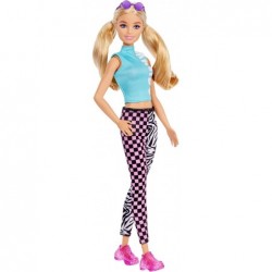 Fashionistas Doll 158 Long Blonde Pigtails Wearing Teal Sport Top Patterned Leggings Pink Sneakers & Sunglasses Toy for Kids ...