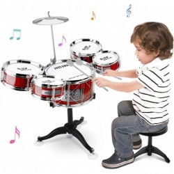 Toddler Drum Set 24 Inches Drum Set for Kids Musical Instruments Kids Jazz Drum Kit with Stool Cymbal 2 Drum Sticks and 5 Dru...