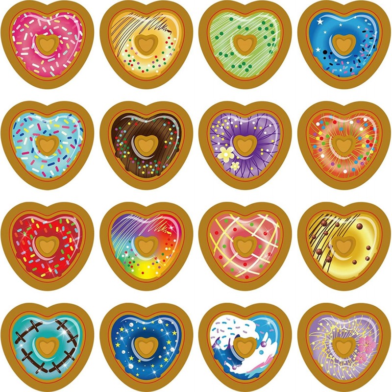 480 Pieces Donut Heart Stickers Set for Kids Teacher Stickers for School Kids Reward Donut Candy Theme Classroom Party Decor ...