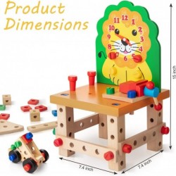 Wooden Building Set Cute Lion Wooden Chair Models Construction Play Set with Nuts Bolts and Tools Educational Building Toy fo...