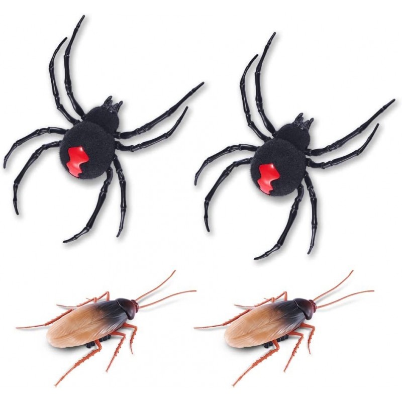 Robotic 4-Pack Electronic Cockroach & Spider - Realistic Creepy Crawly and Scary Insects by ZURU $34.46 Gags & Practical Joke...