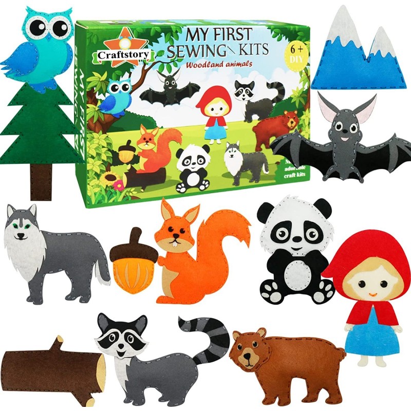 Crafts-Sewing-Kits for Kids 12 Set DIY Plush Woodland Animals Crafts Kits for Girls Boys Ages 6-12 Christmas Birthday Gifts E...