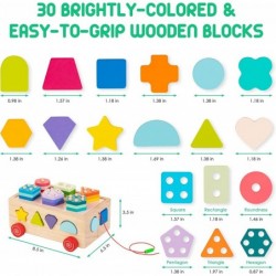 Shape Sorter Learning Toys for Toddlers 18M+ Wooden Stacking Blocks Montessori Toys for 2 3 Year Old Colorful Activity Cube L...