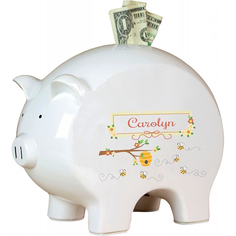 Personalized Honey Bees Piggy Bank $85.66 Kids' Money Banks