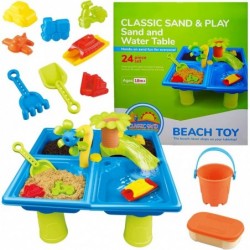 Sand and Water Table for Kids 24 Pc Set Fun Activity Center for Toddlers with Plastic Molds Shovel Waterfall and Leak-Free Tr...