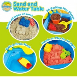 Sand and Water Table for Kids 24 Pc Set Fun Activity Center for Toddlers with Plastic Molds Shovel Waterfall and Leak-Free Tr...