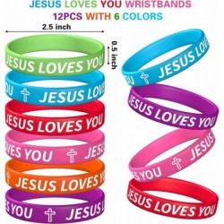 24Pcs Easter Jesus Loves You Silicone Bracelets and Cross Keychains Kit Colorful Rubber Wristbands Religious Jesus Key Rings ...