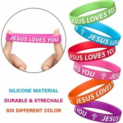 24Pcs Easter Jesus Loves You Silicone Bracelets and Cross Keychains Kit Colorful Rubber Wristbands Religious Jesus Key Rings ...