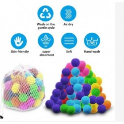 Reusable Water Balls 70PCS Soft Cotton Splash Soaker Bouncing Ball Super Absorbent Water Fight Balloons for Kids Adult Summer...