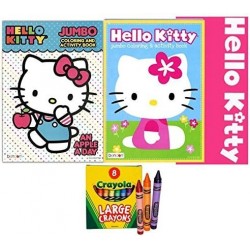 Hello Kitty Activity and Coloring Books with Crayons for Kids and Toddlers - Includes 2 Hello Kitty Coloring Books and 8 Cray...