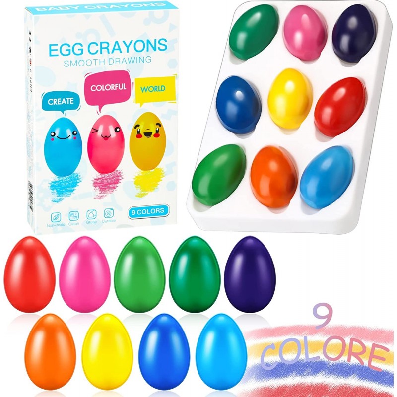 9 Colors Toddler Crayons Egg Crayons Palm Grasp Crayons Washable Crayons Paint Crayons for Kids Ages 1-3 $21.05 Kids' Drawing...