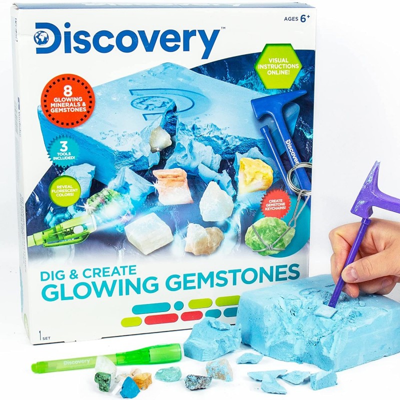 Glowing Mineral Dig at-Home STEM Kits for Kids Age 6 and Up Rock & Gemstone Excavation Science Activities for Birthday Partie...