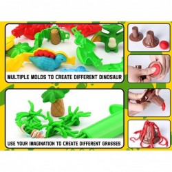 Dinosaur Play Dough Toys 26 PCS Dino Theme Color Dough Tools and Molds Accessories with Volcano and Fossils for Boys Girls Ch...