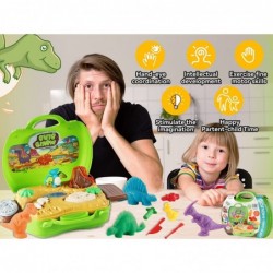 Dinosaur Play Dough Toys 26 PCS Dino Theme Color Dough Tools and Molds Accessories with Volcano and Fossils for Boys Girls Ch...