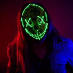 Halloween Light Up Purge Mask LED Jason Mask Halloween Scary Mask Glowing Mask for Men Women Kids Halloween Festival Party $2...