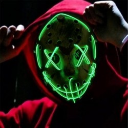 Halloween Light Up Purge Mask LED Jason Mask Halloween Scary Mask Glowing Mask for Men Women Kids Halloween Festival Party $2...