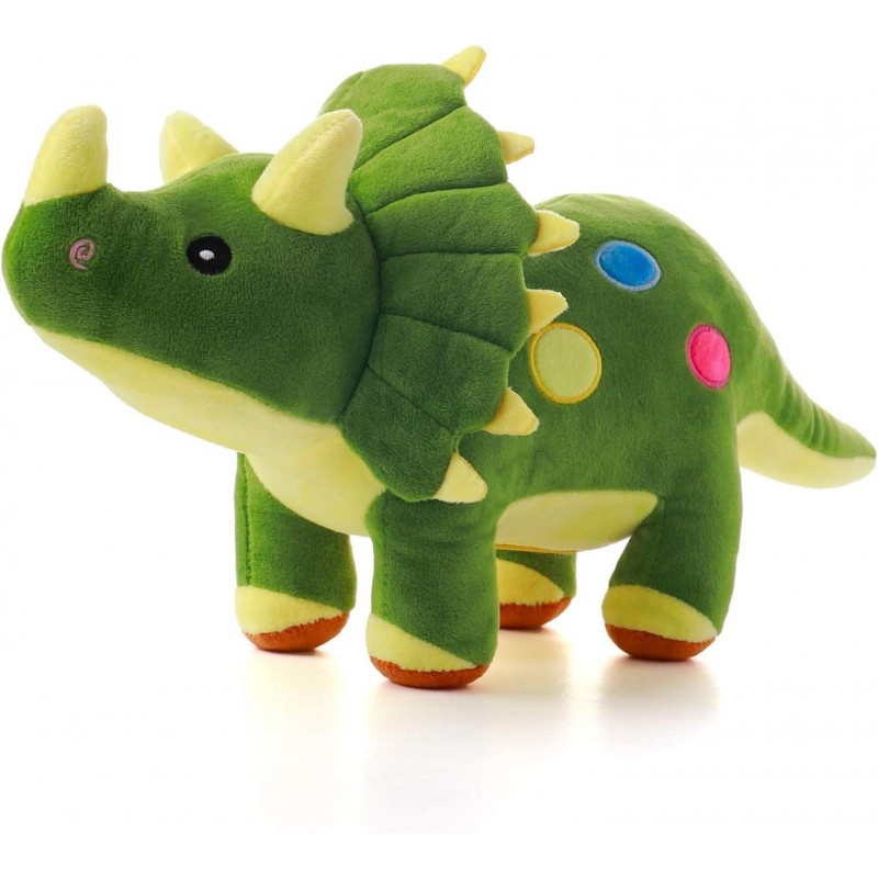 Dinosaur Plush Toy 16" Stuffed Animal Triceratops Throw Plushie Pillow Doll Soft Green Fluffy Friend Hugging Cushion - Presen...