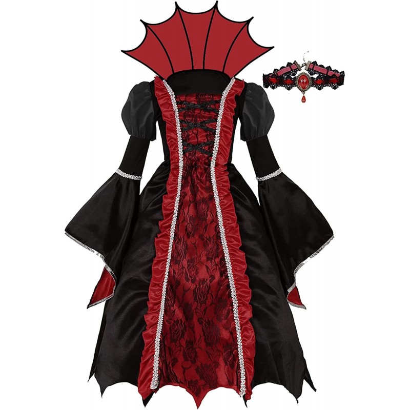 Royal Vampire Costume Set for Girls Halloween Dress Up Party Gothic Victorian Vampiress Queen Role Play Toys $28.90 Kids' Cos...