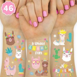 Llama Temporary Tattoos for Kids - 46 Metallic Designs | Fiesta Animal Birthday Party Decorations Cactus Desert Party Favors ...