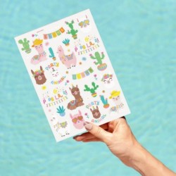 Llama Temporary Tattoos for Kids - 46 Metallic Designs | Fiesta Animal Birthday Party Decorations Cactus Desert Party Favors ...