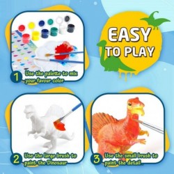 Kids Arts Crafts Set Dinosaur Toy Painting Kit - 10 Dinosaur Figurines Decorate Your Dinosaur Create a Dino World Painting To...