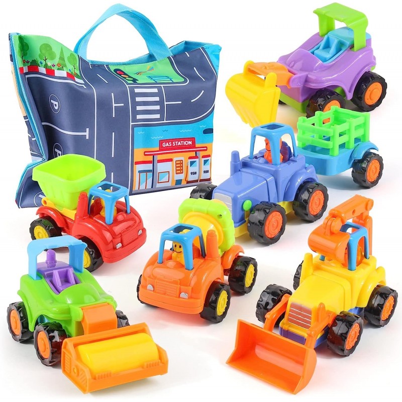 Inertia Baby Toy for 1 Year Old Boy Cars Gifts with Storage Bag 6 Pcs Push and Go Cars Toys Kids Toys Car for Boys Early Educ...