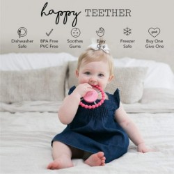 Happy Teether for Girls - Soft & Easy Grip Teething Ring Perfect for Babies and Teething Toys to Help Soothe Gums Non-Toxic B...