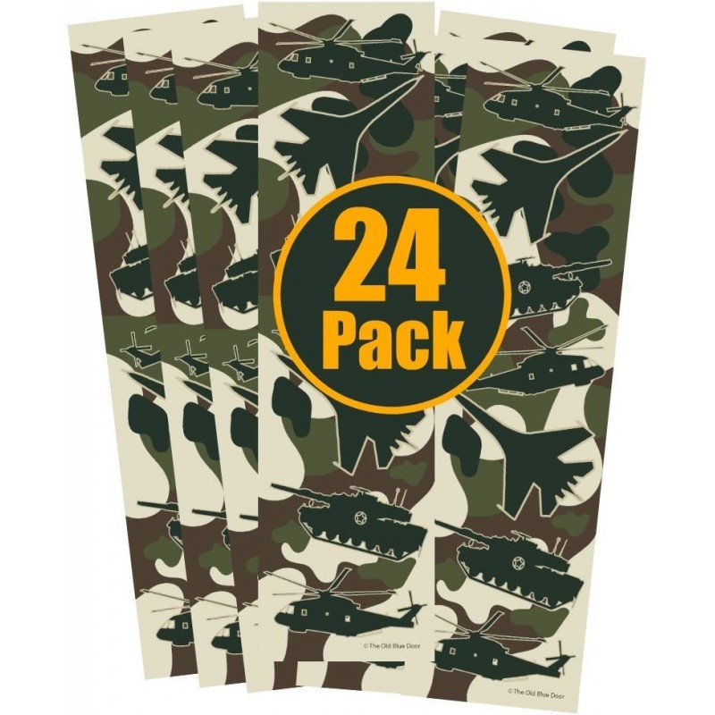 24 Military Camo Bookmarks for Boys - Helicopter Tank Fighter Jet Airplane Camouflage Party Favors - Kids Birthday Party Supp...