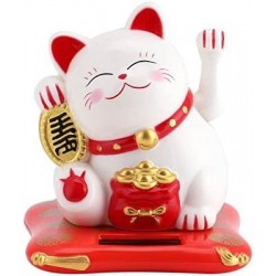 Lucky Toy Solar Powered Cute Cat Good Luck Wealth Welcoming Cats with Waving Arm Home Display Car Decor Good Luck Cat Figurin...