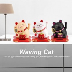 Lucky Toy Solar Powered Cute Cat Good Luck Wealth Welcoming Cats with Waving Arm Home Display Car Decor Good Luck Cat Figurin...