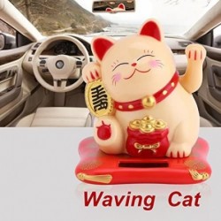 Lucky Toy Solar Powered Cute Cat Good Luck Wealth Welcoming Cats with Waving Arm Home Display Car Decor Good Luck Cat Figurin...