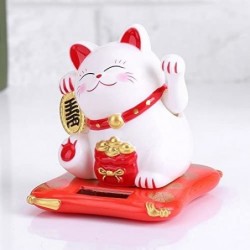 Lucky Toy Solar Powered Cute Cat Good Luck Wealth Welcoming Cats with Waving Arm Home Display Car Decor Good Luck Cat Figurin...