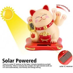 Lucky Toy Solar Powered Cute Cat Good Luck Wealth Welcoming Cats with Waving Arm Home Display Car Decor Good Luck Cat Figurin...