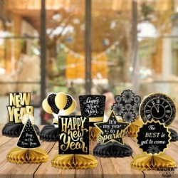 Big New Year Honeycomb Centerpieces Decorations - Pack of 9 | 3D Happy New Year Theme Table Toppers | Happy New Years Decorat...