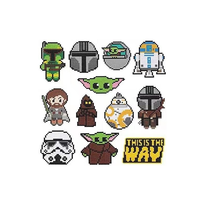 Star Wars Diamond Painting Stickers Baby Yo-da Diamond Painting for Kids Mandalorian Diamond Painting Kits for Kids Big Diamo...