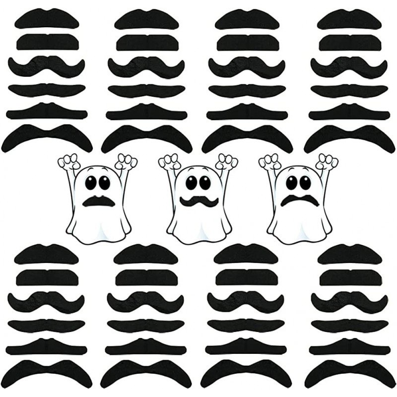 48 Pcs Fake Mustaches Self Adhesive Fake Mustache Set Novelty Mustaches for Halloween Christmas Party Supplies Decorations Su...