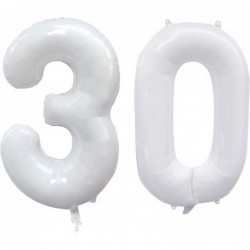 30 Balloon Number Helium Large Birthday Balloons 40 Inch White Ballons Foil Big for 30th Birthday Decorations Giant Graffiti ...