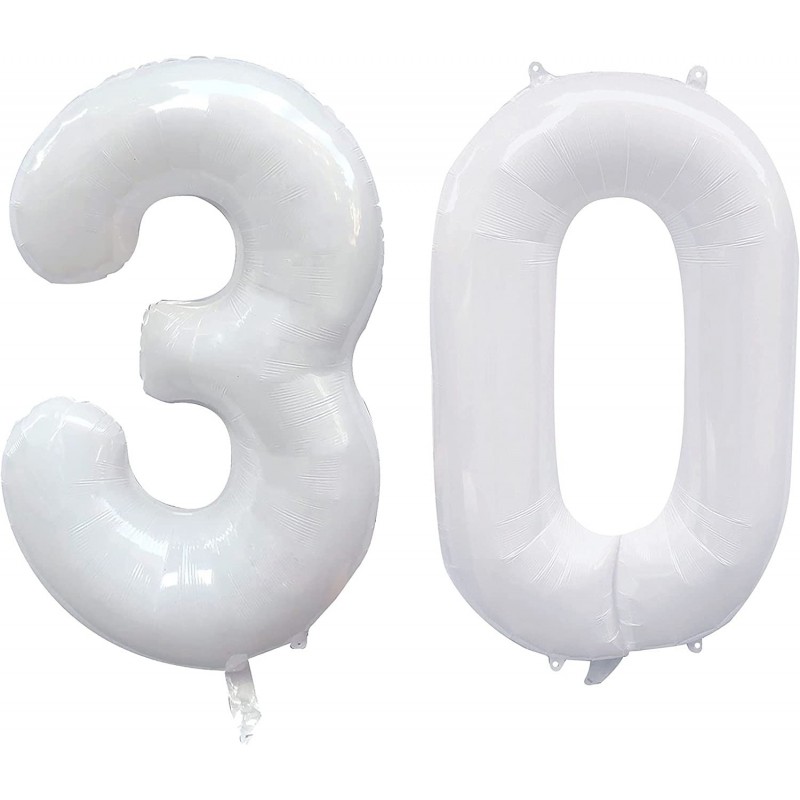 30 Balloon Number Helium Large Birthday Balloons 40 Inch White Ballons Foil Big for 30th Birthday Decorations Giant Graffiti ...