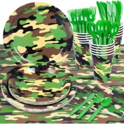 Camo Birthday Party Supplies Serves 16 Army Party Decorations for Boys Complete Pack Includes Camo Tablecloth Plates Napkins ...