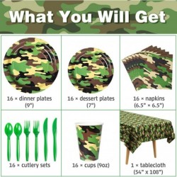 Camo Birthday Party Supplies Serves 16 Army Party Decorations for Boys Complete Pack Includes Camo Tablecloth Plates Napkins ...