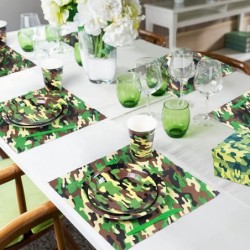 Camo Birthday Party Supplies Serves 16 Army Party Decorations for Boys Complete Pack Includes Camo Tablecloth Plates Napkins ...