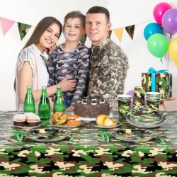 Camo Birthday Party Supplies Serves 16 Army Party Decorations for Boys Complete Pack Includes Camo Tablecloth Plates Napkins ...