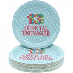 13th Birthday Party Supplies 50 PCS 13 OFFICIAL TEENAGER Disposable 7 Inch Paper Plates Dessert Plates for 13 Years Old Birth...