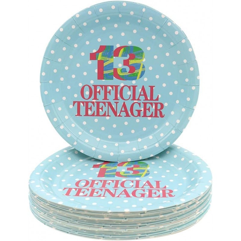 13th Birthday Party Supplies 50 PCS 13 OFFICIAL TEENAGER Disposable 7 Inch Paper Plates Dessert Plates for 13 Years Old Birth...