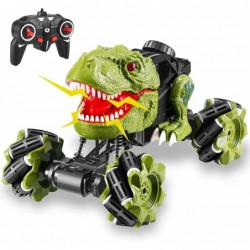 Monster Trucks for Boys Dinosaur Remote Control Car with Music and Led Lights Kids Outdoor Toys 360°Rotation RC Car Toys for ...